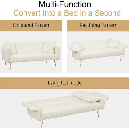 70.1 "futon sofa bed, convertible double sofa bed with folding armrests for living rooms and small Spaces