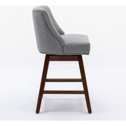 Counter Height Swivel Barstools, 26" H Seat Height Upholstered Bar Stools Set of 2, Fabric in Gray - Streamdale Furniture