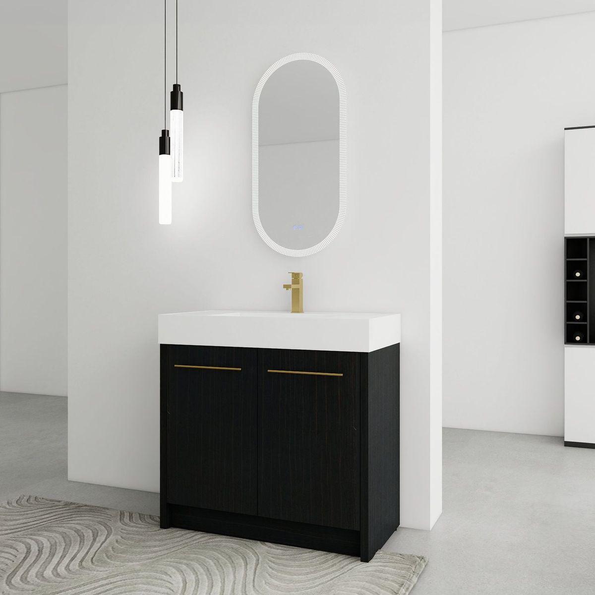 36 Inch Freestanding Bathroom Vanity with Resin Sink, With Soft Closing Door, KD-Package