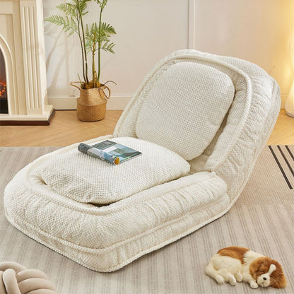 Human Dog Bed, Lazy Sofa Couch, 5 Adjustable Position,sit,sleep,fold,suit to put in bedroom, living room, Space Saving Design,White