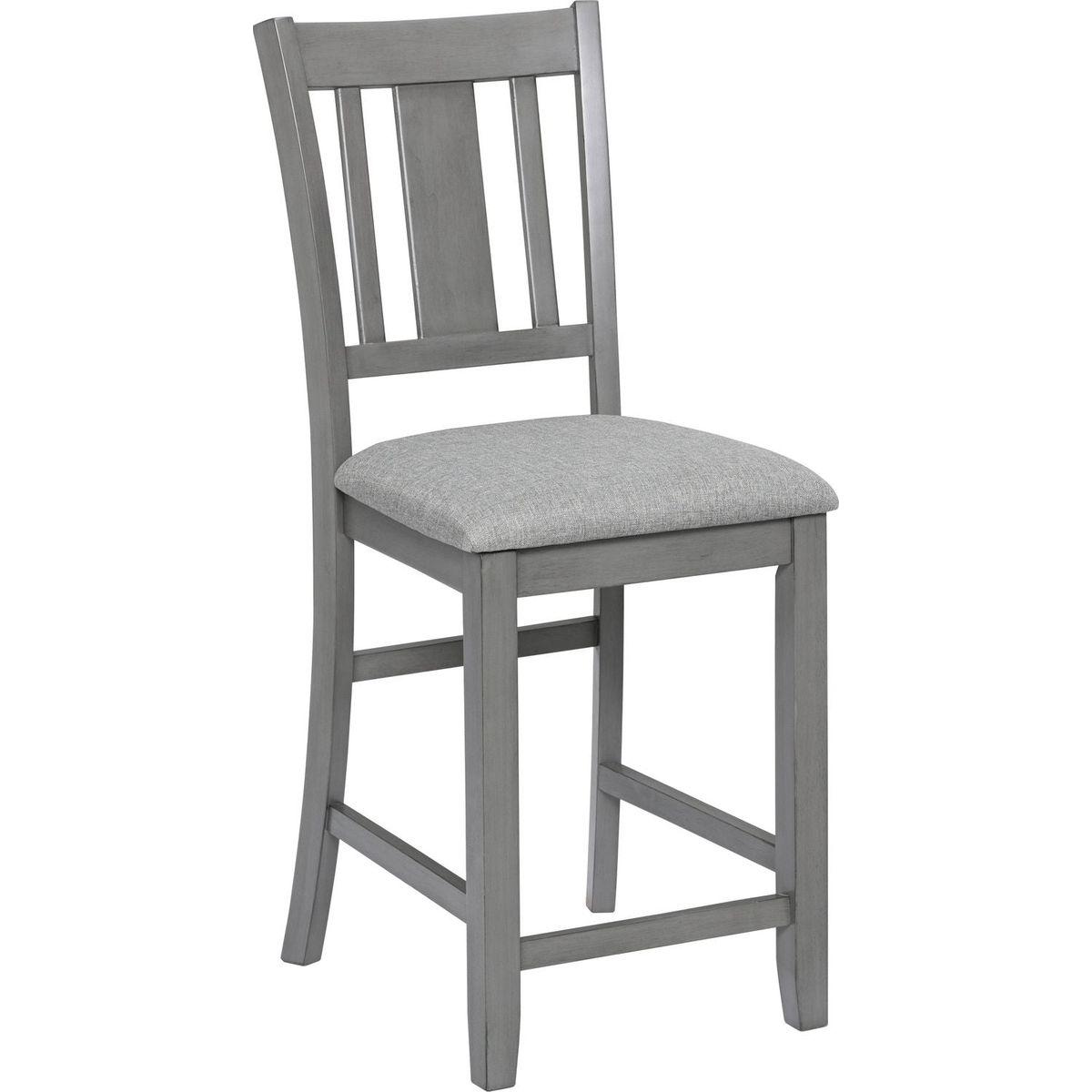 5 Piece Dining Table Set, Wooden Dining Square Table Set for 4, Counter Height Kitchen Table Set with Square Table and 4 Upholstered Chairs for Small Space, Gray - Streamdale Furniture