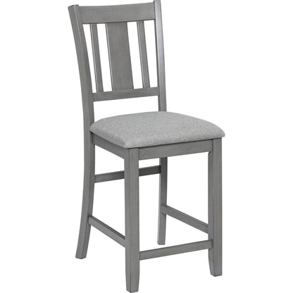 5 Piece Dining Table Set, Wooden Dining Square Table Set for 4, Counter Height Kitchen Table Set with Square Table and 4 Upholstered Chairs for Small Space, Gray - Streamdale Furniture