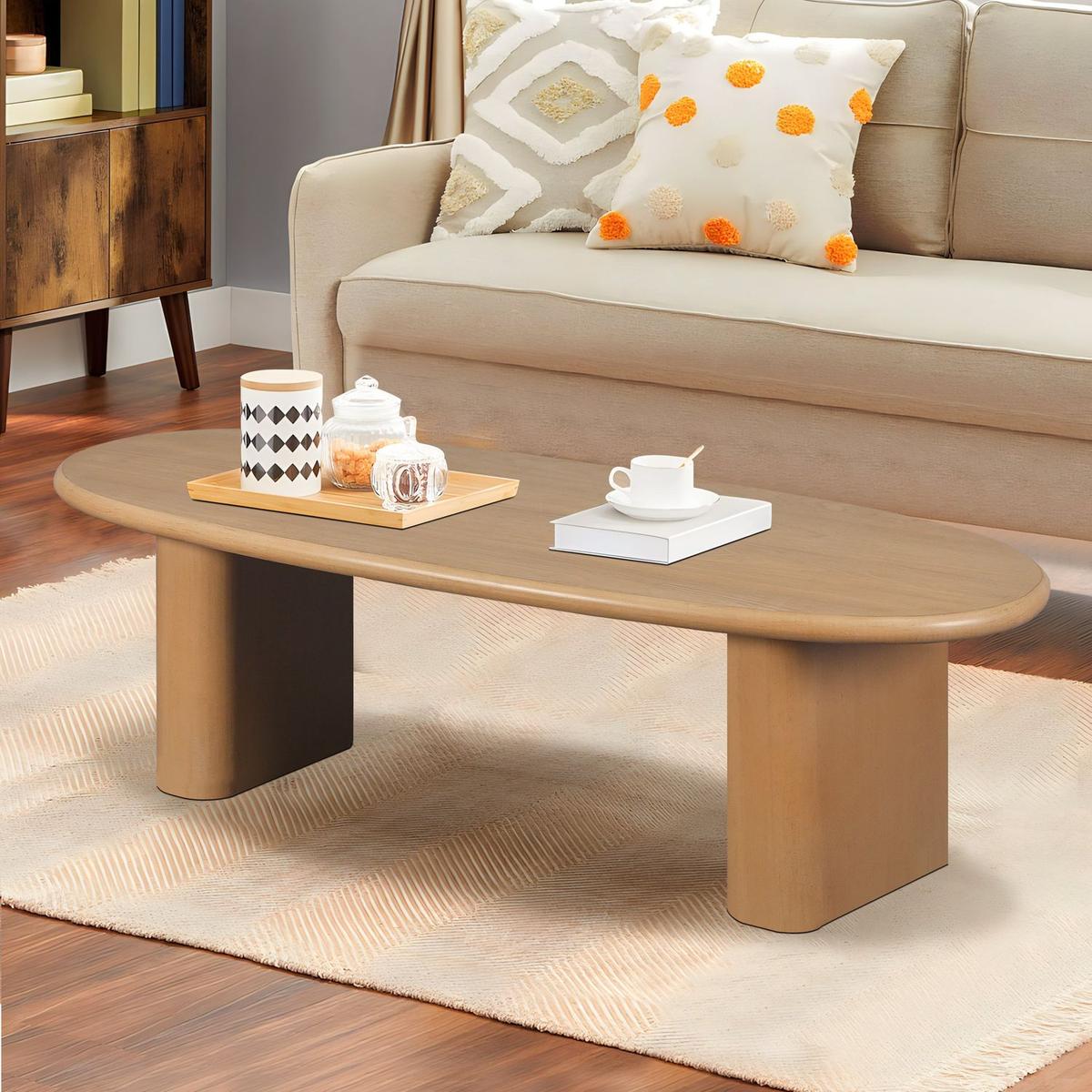 51" Tapered Tabletop Coffee Table (NATURAL WOOD)