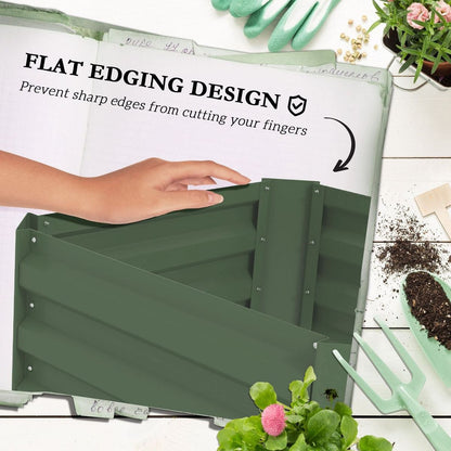 Galvanized Raised Garden Bed, 24" x 24" x 11.75" Outdoor Planter Box with Trellis Tomato Cage and Open Bottom for Climbing Vines, Vegetables, Flowers in Backyard, Garden, Patio, Green