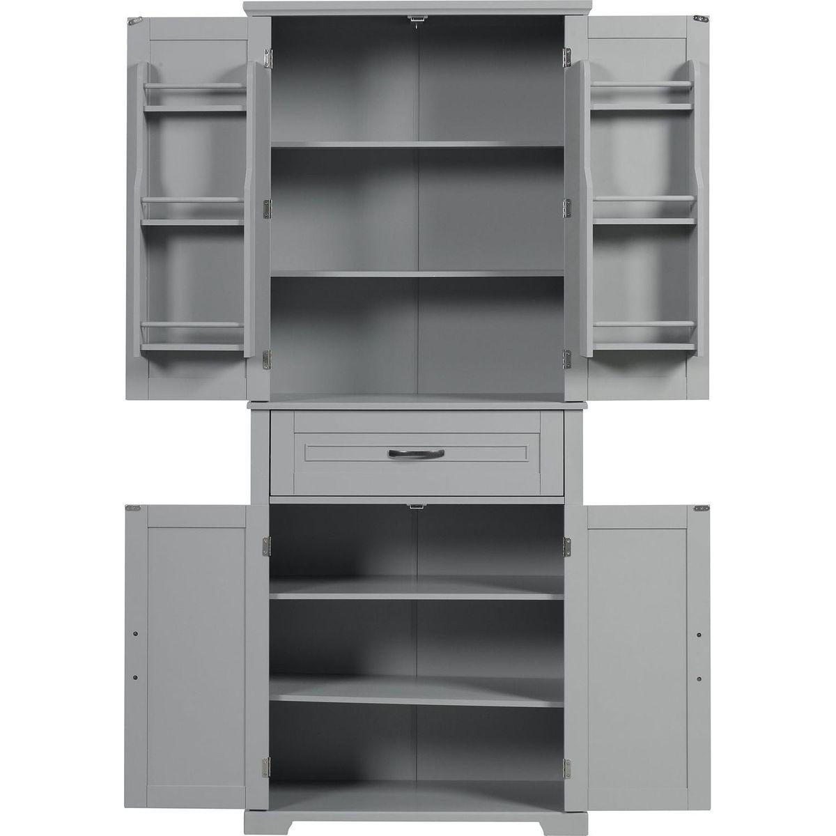 Bathroom Storage Cabinet with Doors and Drawer, Multiple Storage Space, Adjustable Shelf, Grey