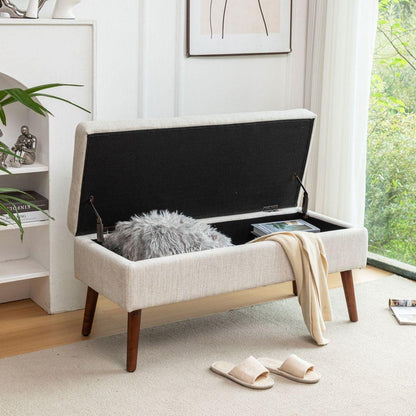 Storage Bench with Storage Bench for Bedroom End of Bed Bench Foot of Bed Bench Entryway Bench Storage Ottoman Bench 43.7" W x 18.1" D Off White Bench