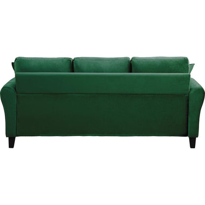 Modern Velvet Couch with 2 Pillow, 78 Inch Width Living Room Furniture, 3 Seater Sofa with Plastic Legs