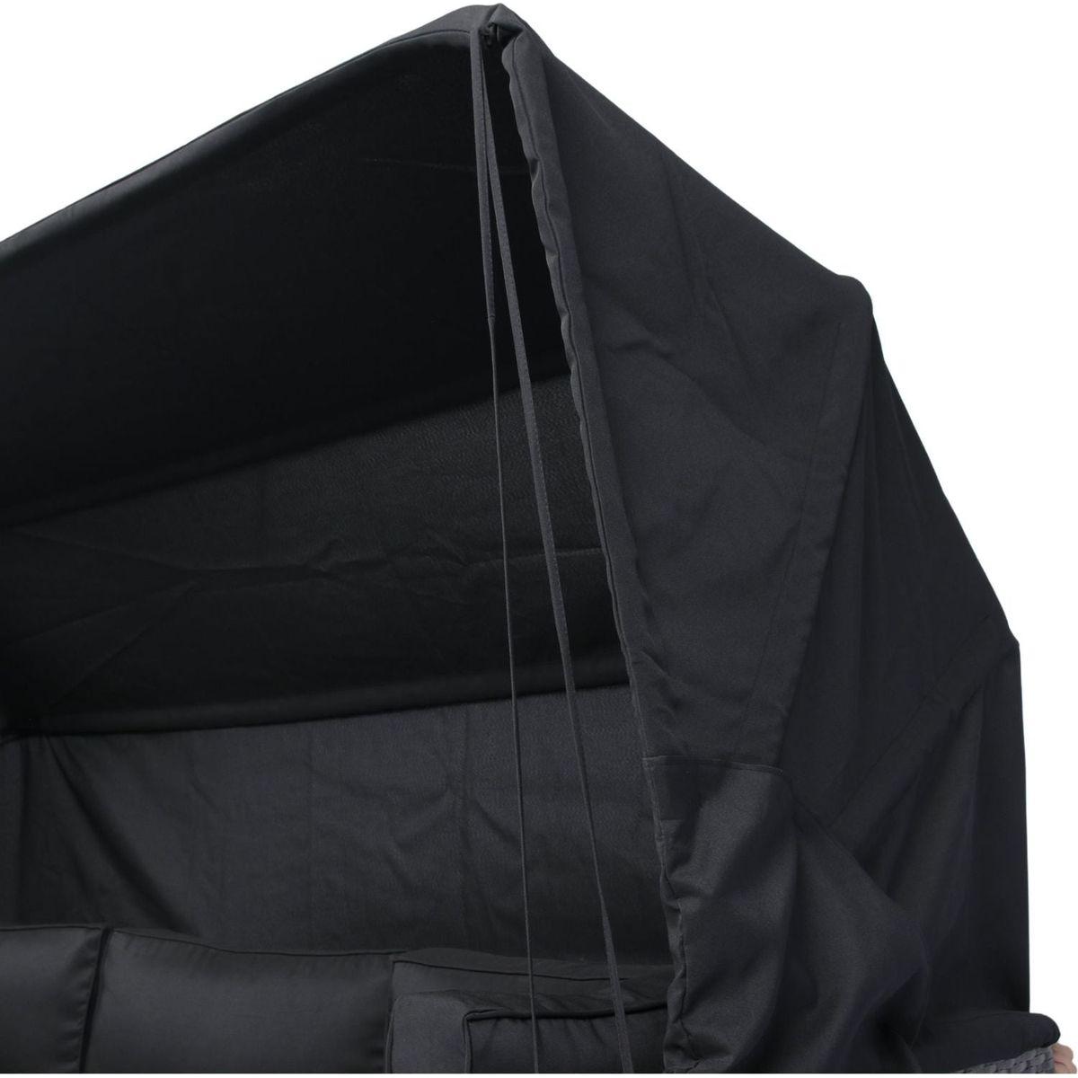 7-Piece Patio Furniture Set w/Retractable Canopy Wicker Rattan Sectional Sofa Set Patio Furniture with Washable Cushions for Lawn, Garden, Backyard, Poolside Grey wicker + Black Cushion