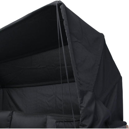 7-Piece Patio Furniture Set w/Retractable Canopy Wicker Rattan Sectional Sofa Set Patio Furniture with Washable Cushions for Lawn, Garden, Backyard, Poolside Grey wicker + Black Cushion