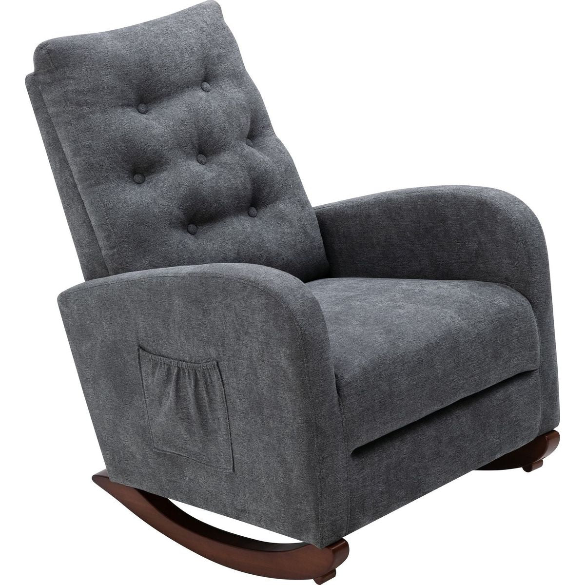 Baby Room High Back Rocking Chair Nursery Chair, Comfortable Rocker Fabric Padded Seat, Modern High Back Armchair