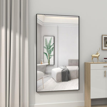 60"x40" Oversized Modern Rectangle Bathroom Mirror with Black Frame Decorative Large Wall Mirrors for Bathroom Living Room Bedroom Vertical or Horizontal Wall Mounted mirror with Aluminum Frame