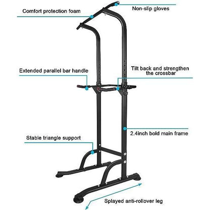 Sport Power Tower Workout Dip Station Pull Up Bar, Height Adjustable Multi-Function Dip Stand for Home Gym Strength Training Fitness Equipment