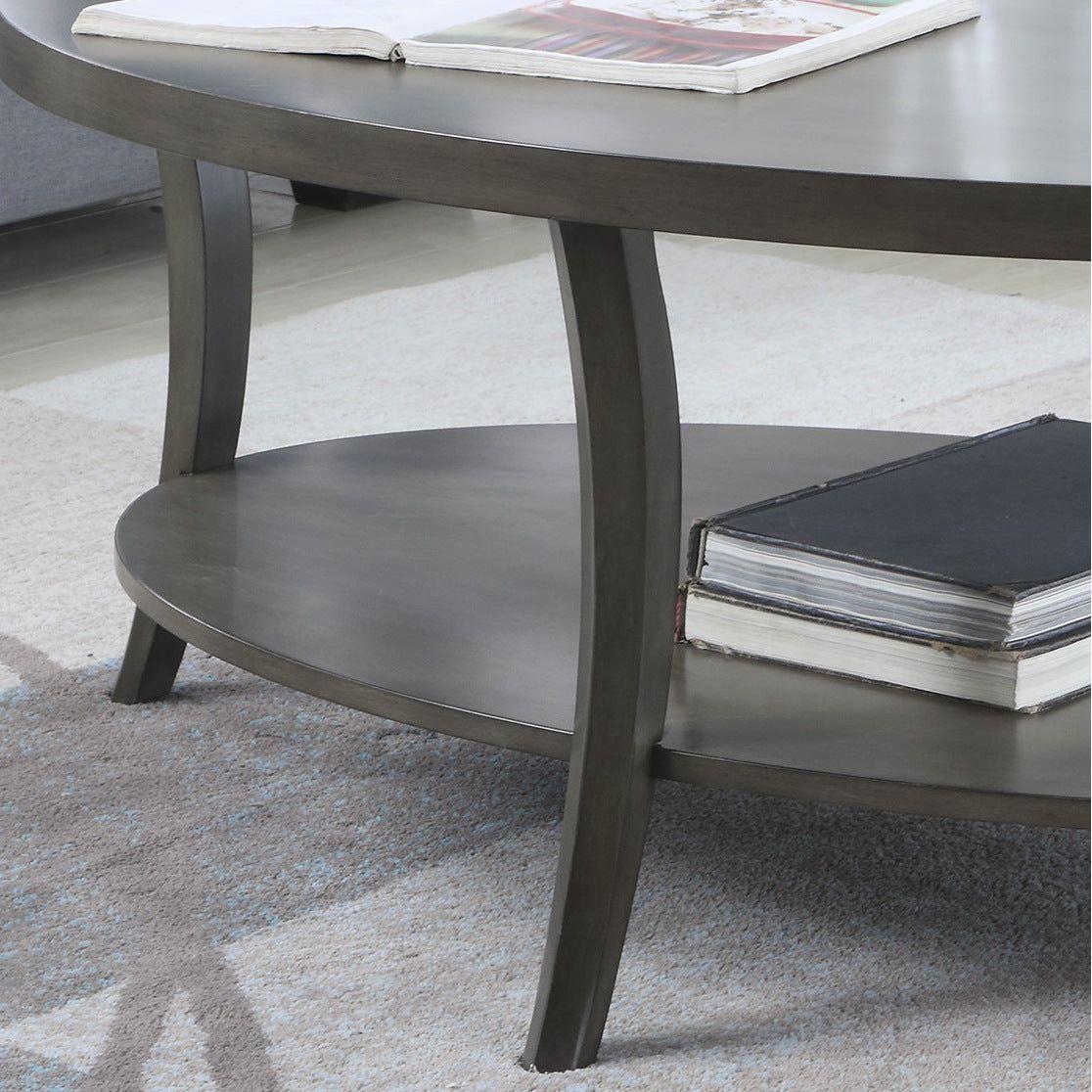 Perth Contemporary Oval Shelf Coffee Table Set, Gray