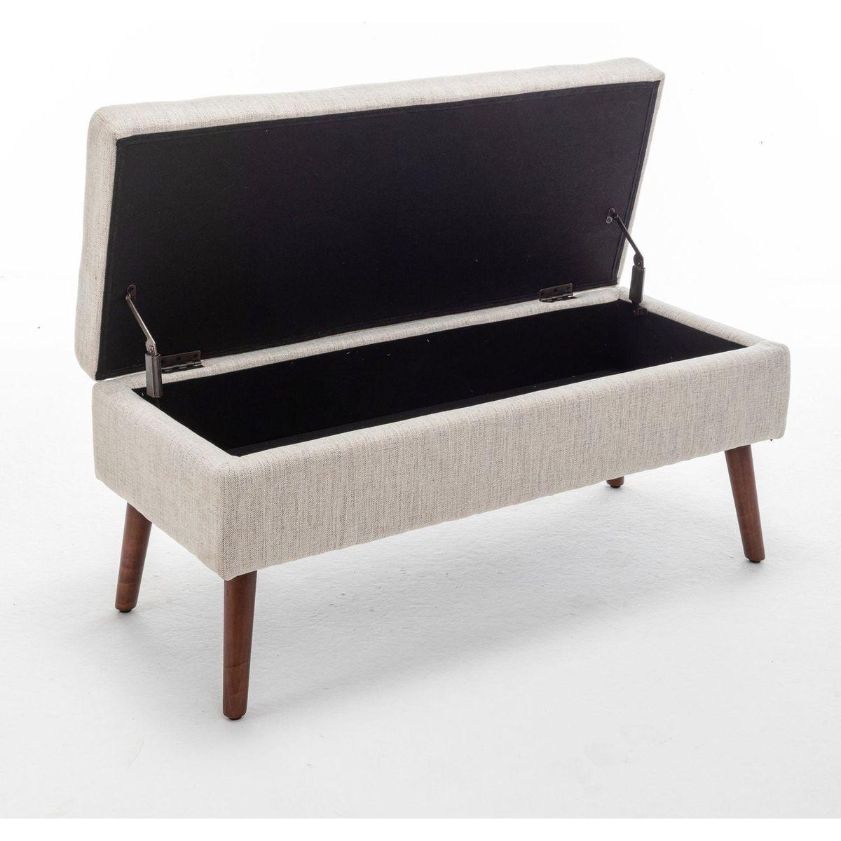 Storage Bench with Storage Bench for Bedroom End of Bed Bench Foot of Bed Bench Entryway Bench Storage Ottoman Bench 43.7" W x 18.1" D Off White Bench