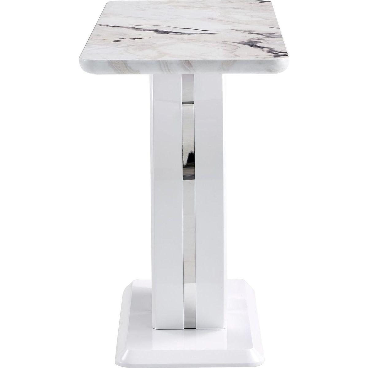 Modern Simple Glossy White Rectangular Counter Bar Table 47.24" x 18.11" x 29.52" For Living Room Bedroom Bedside Entrance House Balcony Office Bathroom.