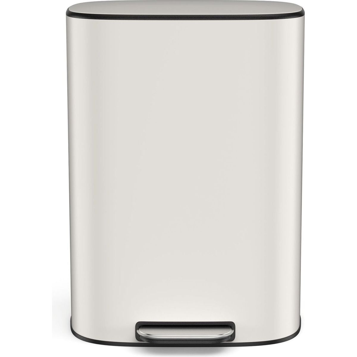 13 Gallon 50L Kitchen Foot Pedal Operated Soft Close Trash Can - Stainless Steel Ellipse Bustbin - White