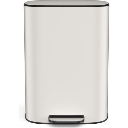 13 Gallon 50L Kitchen Foot Pedal Operated Soft Close Trash Can - Stainless Steel Ellipse Bustbin - White