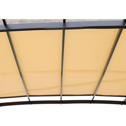 12 x 9 Ft Outdoor Pergola Patio Gazebo,Retractable Shade Canopy,Steel Frame Grape Gazebo,Sunshelter Pergola for Gardens,Terraces,Backyard-Beige