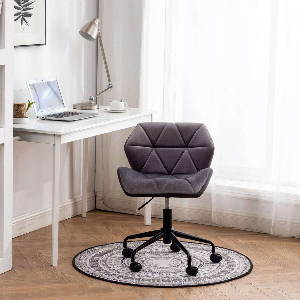Eldon Diamond Tufted Adjustable Swivel Office Chair, Gray - Streamdale Furniture