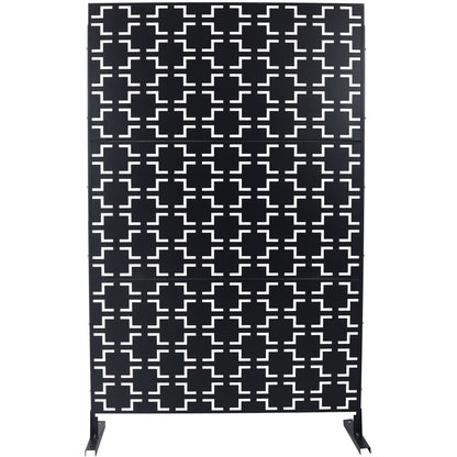 Outdoor & Indoor Privacy Screen Metal Privacy Screen 76' H×48' W, Freestanding Decorative Privacy Screen for Deck Balcony Patio, Black, Lightweight