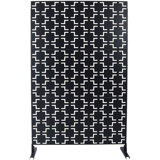 Outdoor & Indoor Freestanding Decorative Privacy Screen, Metal Privacy Fence Panels, Black, 76' H x 48' W