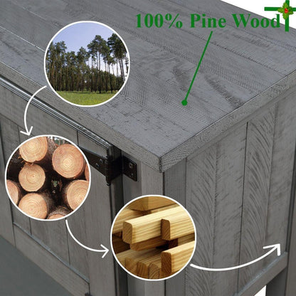 48" Solid Wood Sideboard Console Table with 2 Drawers and Cabinets and Bottom Shelf, Retro Style Storage Dining Buffet Server Cabinet for Living Room Kitchen Dining Room(Antique Gray)