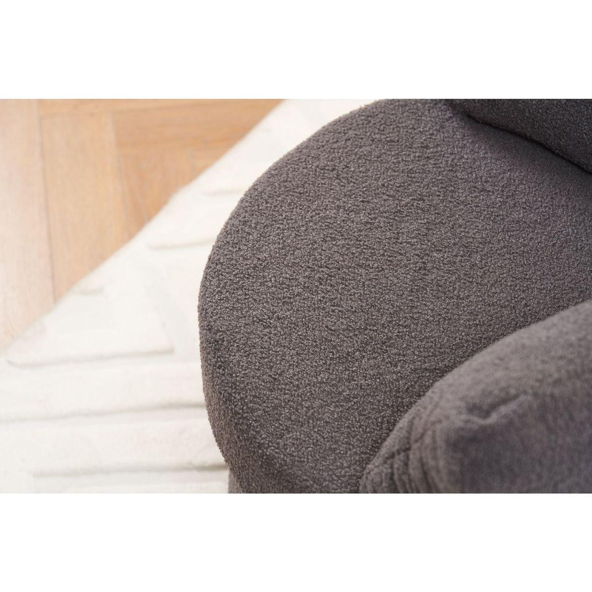 Teddy Fabric Swivel And Storage Chair With Back Cushion For Living Room,Dark Gray