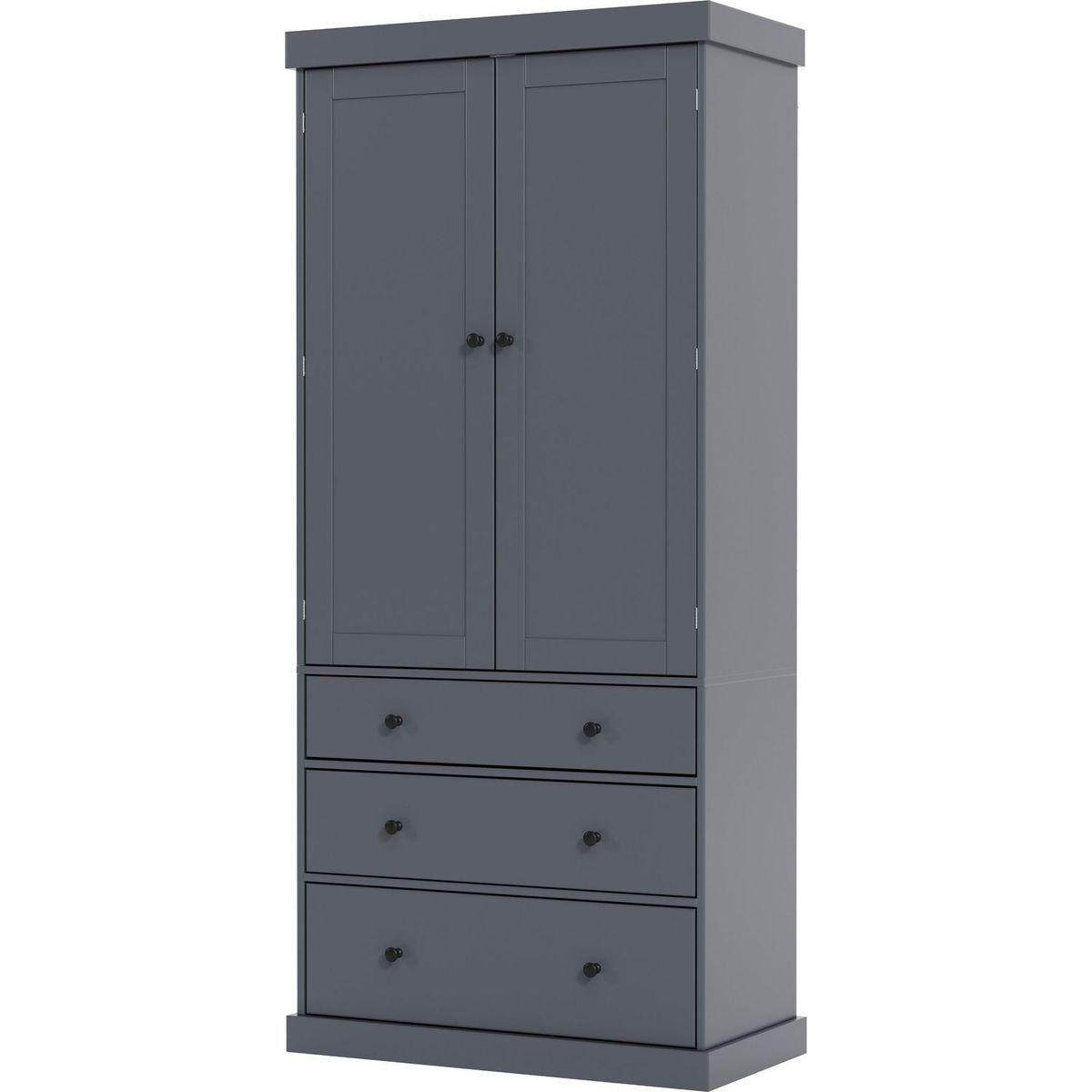 [Assembly Video Provided]77inch Farmhouse Kitchen Pantry, Freestanding Tall Cupboard Storage Cabinet with 3 Adjustable Shelves, 8 Door Shelves, 3 Drawers for Kitchen, Dining Room, Gray