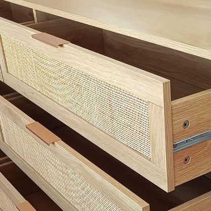 59.06"6-Drawers Rattan Storage Cabinet Rattan Drawer,for Bedroom,Living Room,Natural