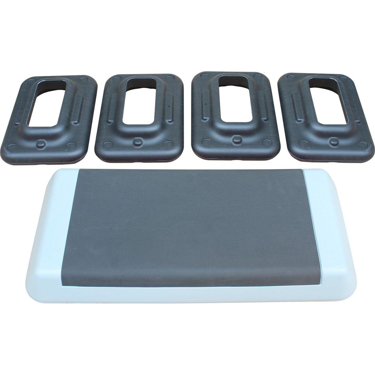 Adjustable Workout Aerobic Stepper in Fitness & Exercise Step Platform Trainer Gray Black with 2 Risers