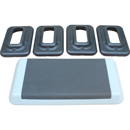 Adjustable Workout Aerobic Stepper in Fitness & Exercise Step Platform Trainer Gray Black with 2 Risers