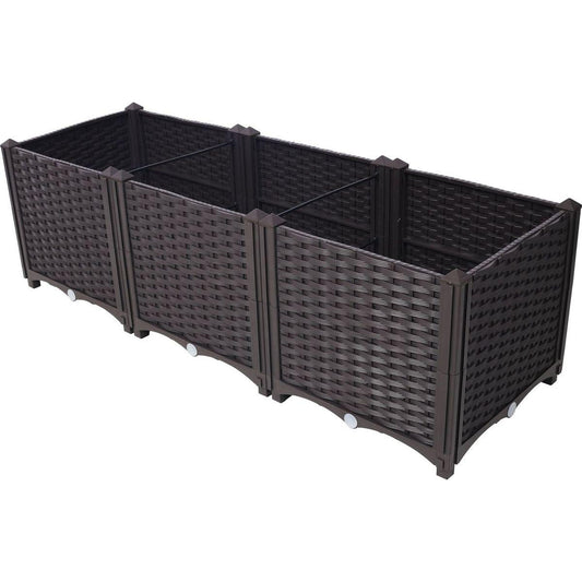 Deep Raised Garden Bed Plastic Planter Boxes for Vegetables Flowers Herbs and Succulents,Self-Watering Planter Box Raised Bed to Grow Flowers, Herbs & Vegetables, 47.2" L X 15.7" D X 14.7" H