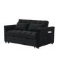 Sleeper Sofa, Convertible Sofa, Recliner, Bed, 3-in-1, 3-Position Adjustable Backrest, 2-Seater Sectional, Two Side Pockets, 2 Pillows for Living Room, Apartment, etc., Velvet Black 54" Wide.