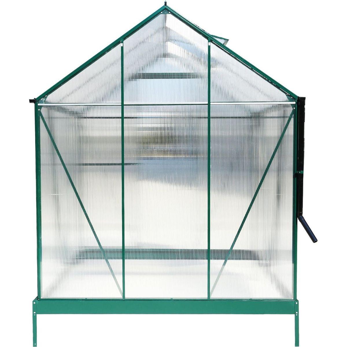 6.3'x6.2'x7' Polycarbonate Greenhouse, Heavy Duty Outdoor Aluminum Walk-in Green House Kit with Rain Gutter, Vent and Door for Backyard Garden, color green