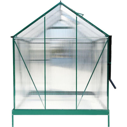 6.3'x6.2'x7' Polycarbonate Greenhouse, Heavy Duty Outdoor Aluminum Walk-in Green House Kit with Rain Gutter, Vent and Door for Backyard Garden, color green