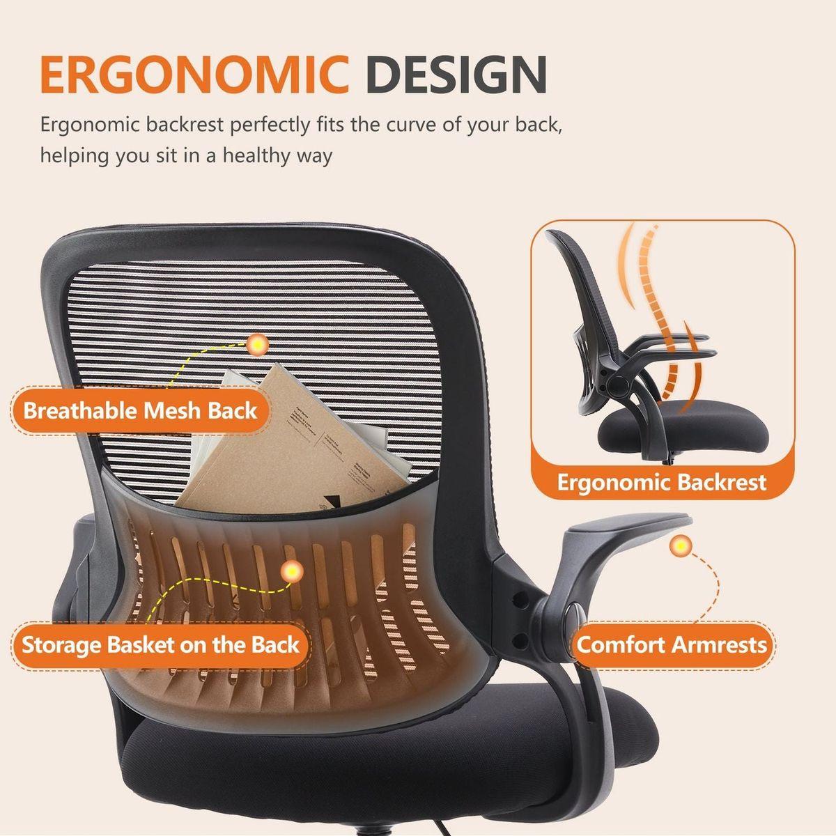 Drafting Tall Office Chair Ergonomic High Desk Chair with Flip-up Armrests