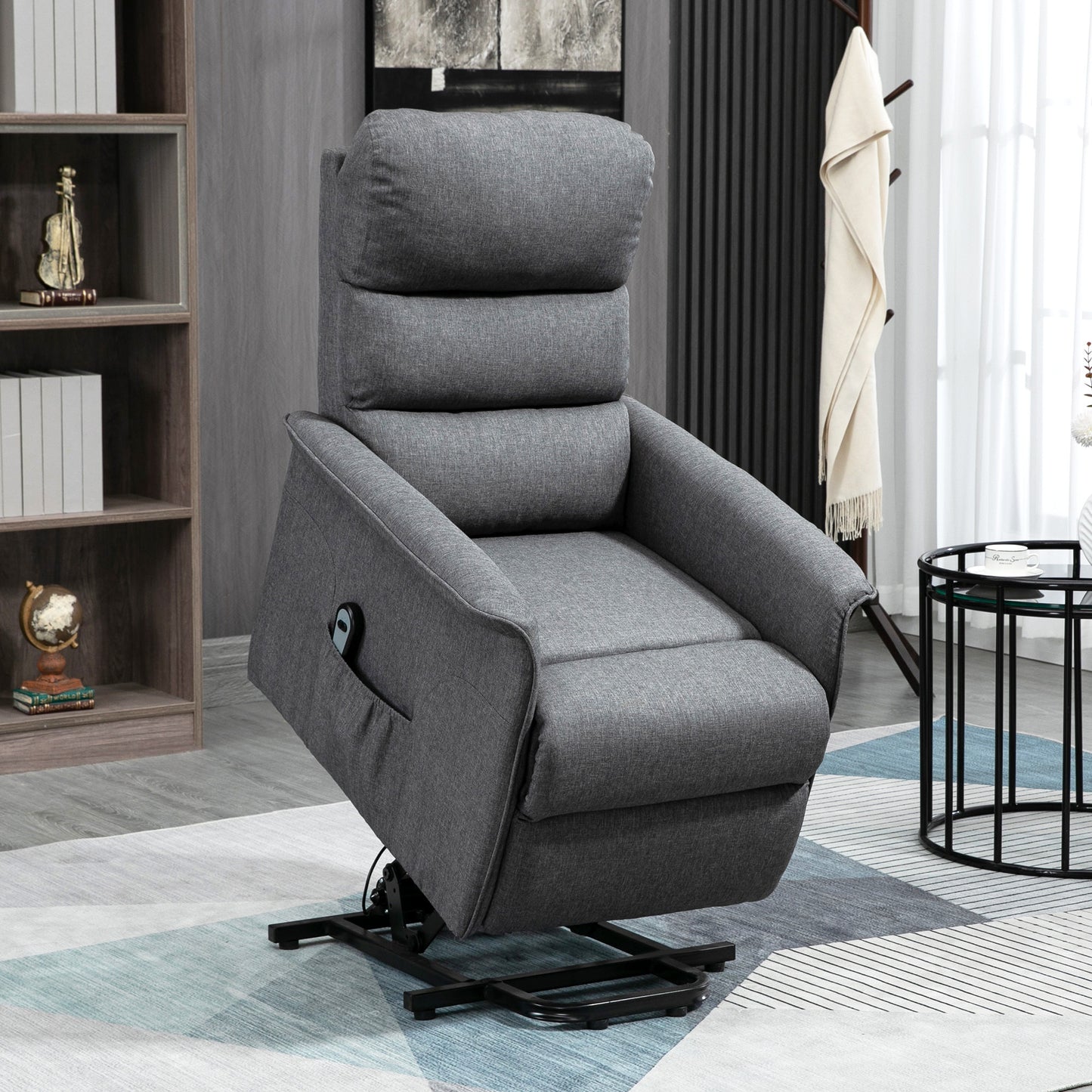 Electric Power Lift Recliner Chair for Elderly, Fabric Lift Chair with Remote Control, Side Pockets for Living Room, Gray