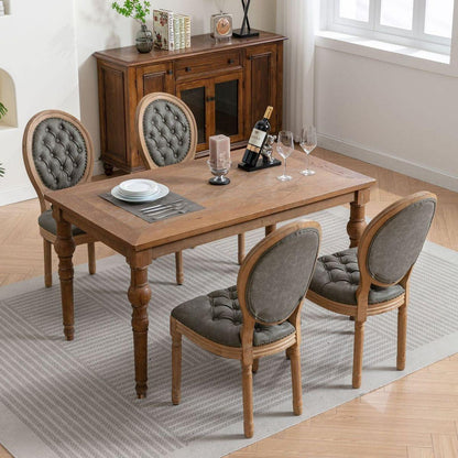 French Style Solid Wood Frame Antique Painting,Hand-pulled buckle decoration PU artificial leather Dining Chair with Nailhead Trim, Wood Legs,Set of 2,White Pine Green