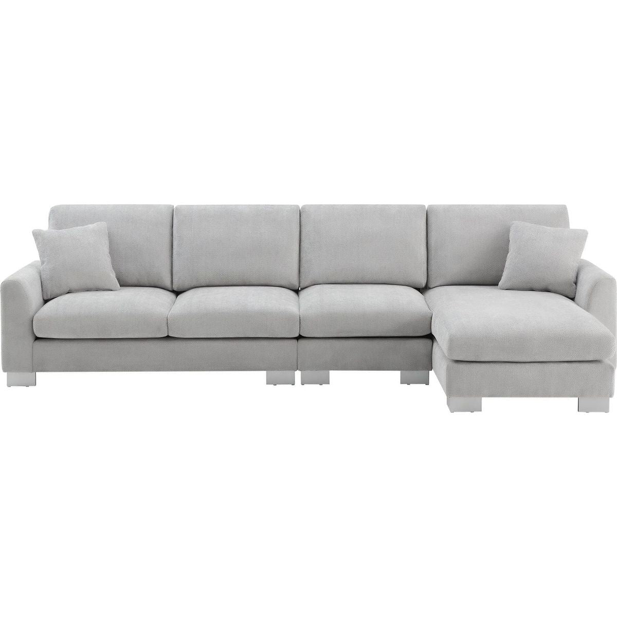 119x55" Modern Oversized Sectional Sofa,L-shaped Luxury Couch Set with 2 Free pillows,5-seat Chenille Indoor Furniture with Chaise for Living Room,Apartment,Office,2 Colors