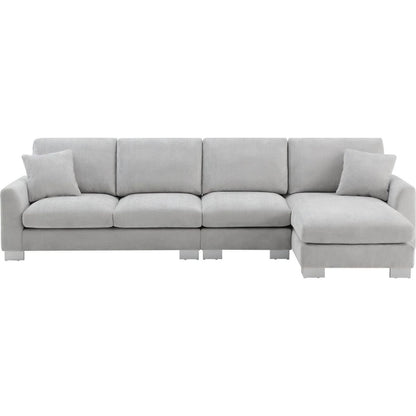 119x55" Modern Oversized Sectional Sofa,L-shaped Luxury Couch Set with 2 Free pillows,5-seat Chenille Indoor Furniture with Chaise for Living Room,Apartment,Office,2 Colors