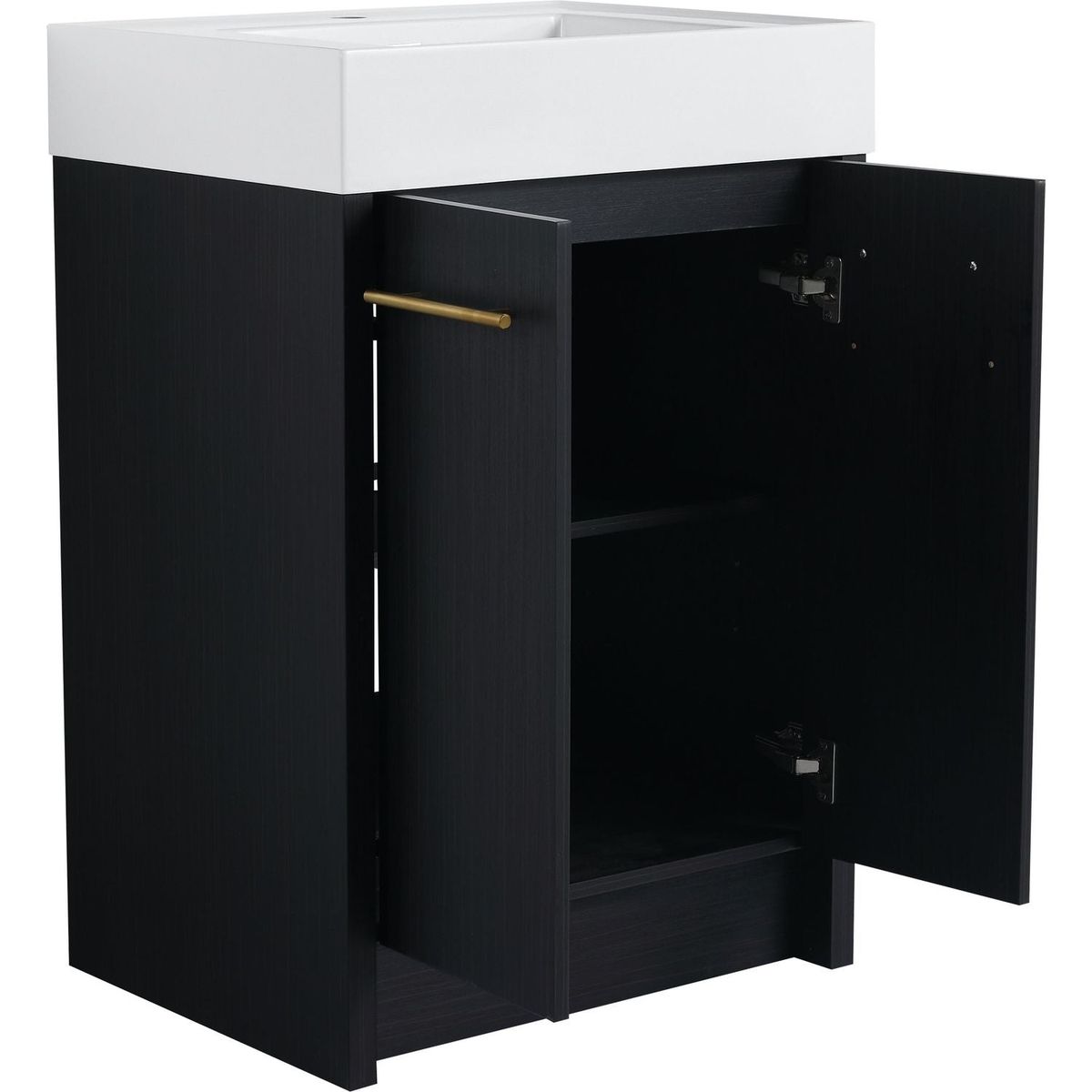 24 Inch Freestanding Bathroom Vanity with Resin Sink, With Soft Closing Door, KD-Package