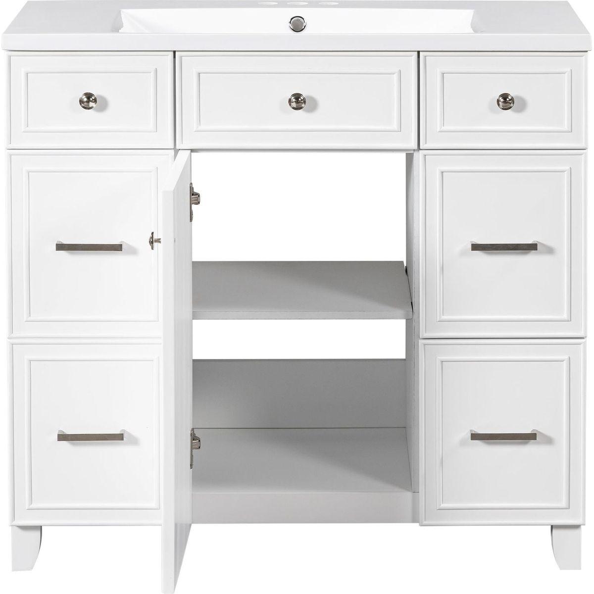 36" Bathroom Vanity Cabinet with Sink Top Combo Set,White,Single Sink,Shaker Cabinet with Soft Closing Door and Drawer