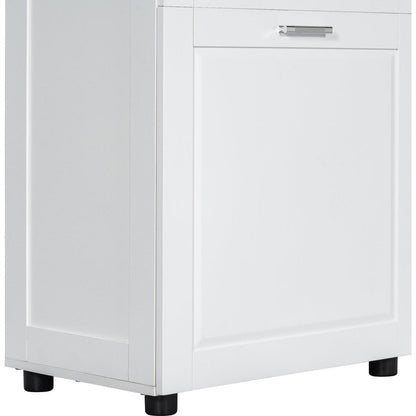 Tall Bathroom Cabinet with Laundry Basket, Large Storage Space Tilt-Out Laundry Hamper and Upper Storage Cabinet, White