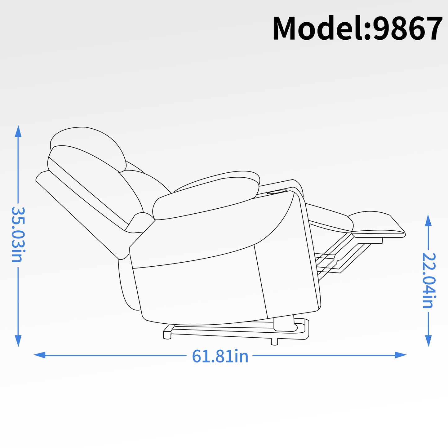 Okin motor Up to 350 LBS Chenille Power Lift Recliner Chair, Heavy Duty Motion Mechanism with 8-Point Vibration Massage and Lumbar Heating, USB and Type-C Ports, Stainless Steel Cup Holders, Blue