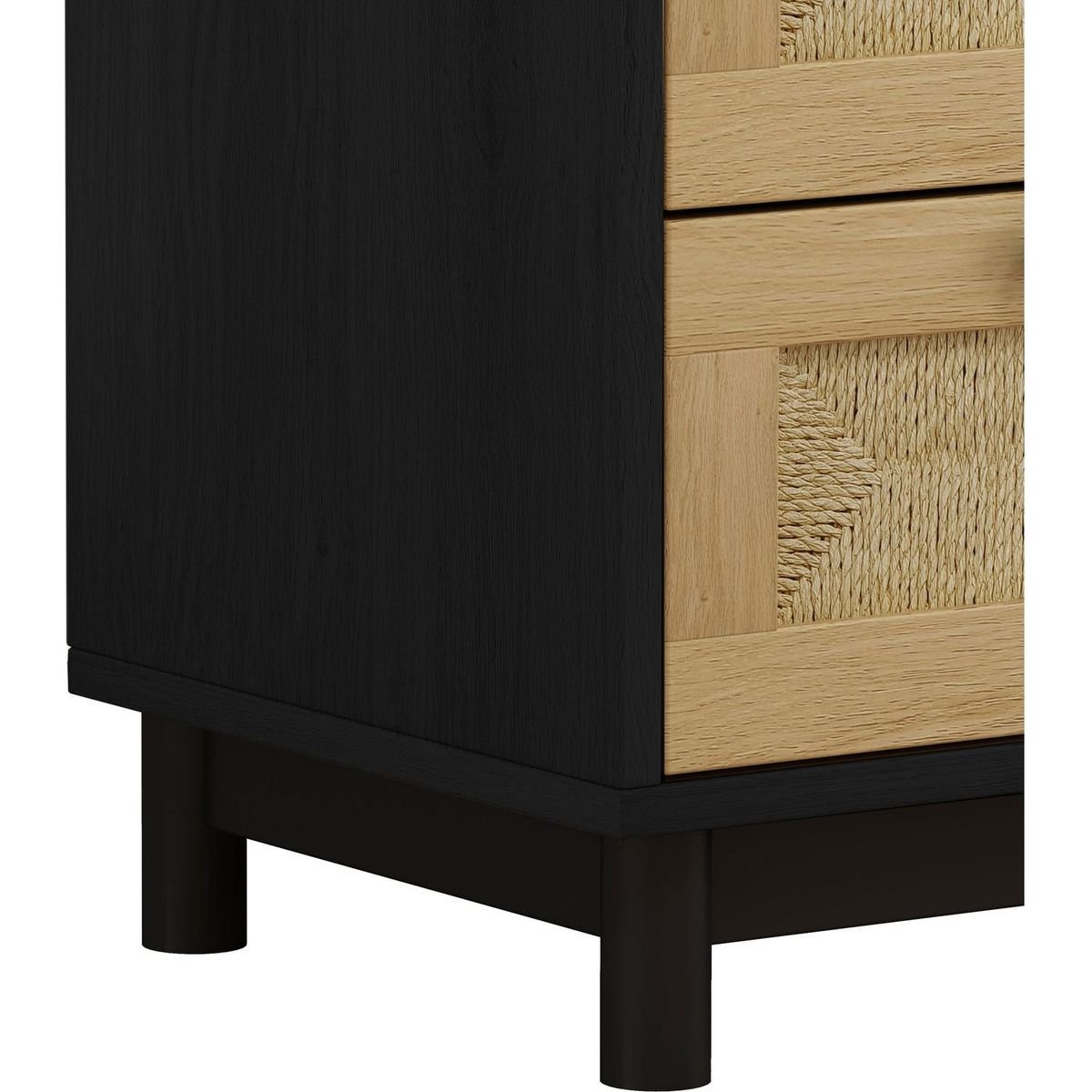 30.31"3-Drawers Storage Cabinet Rope Woven Drawer,for Bedroom,Living Room,Dining Room,Hallways,Black