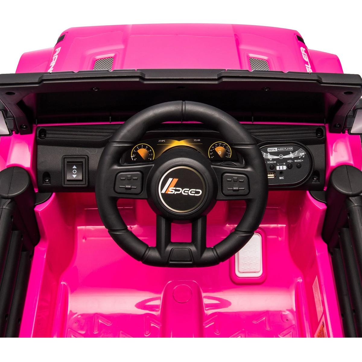 12V Kids Ride On Electric Car W/Parents Control,Dual drive, Four-wheel Suspension,With music,Bluetooth,MP3,USB,with headlights, steering wheel quick release,Slow start for Kids Aged 3-8.