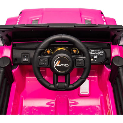 12V Kids Ride On Electric Car W/Parents Control,Dual drive, Four-wheel Suspension,With music,Bluetooth,MP3,USB,with headlights, steering wheel quick release,Slow start for Kids Aged 3-8.