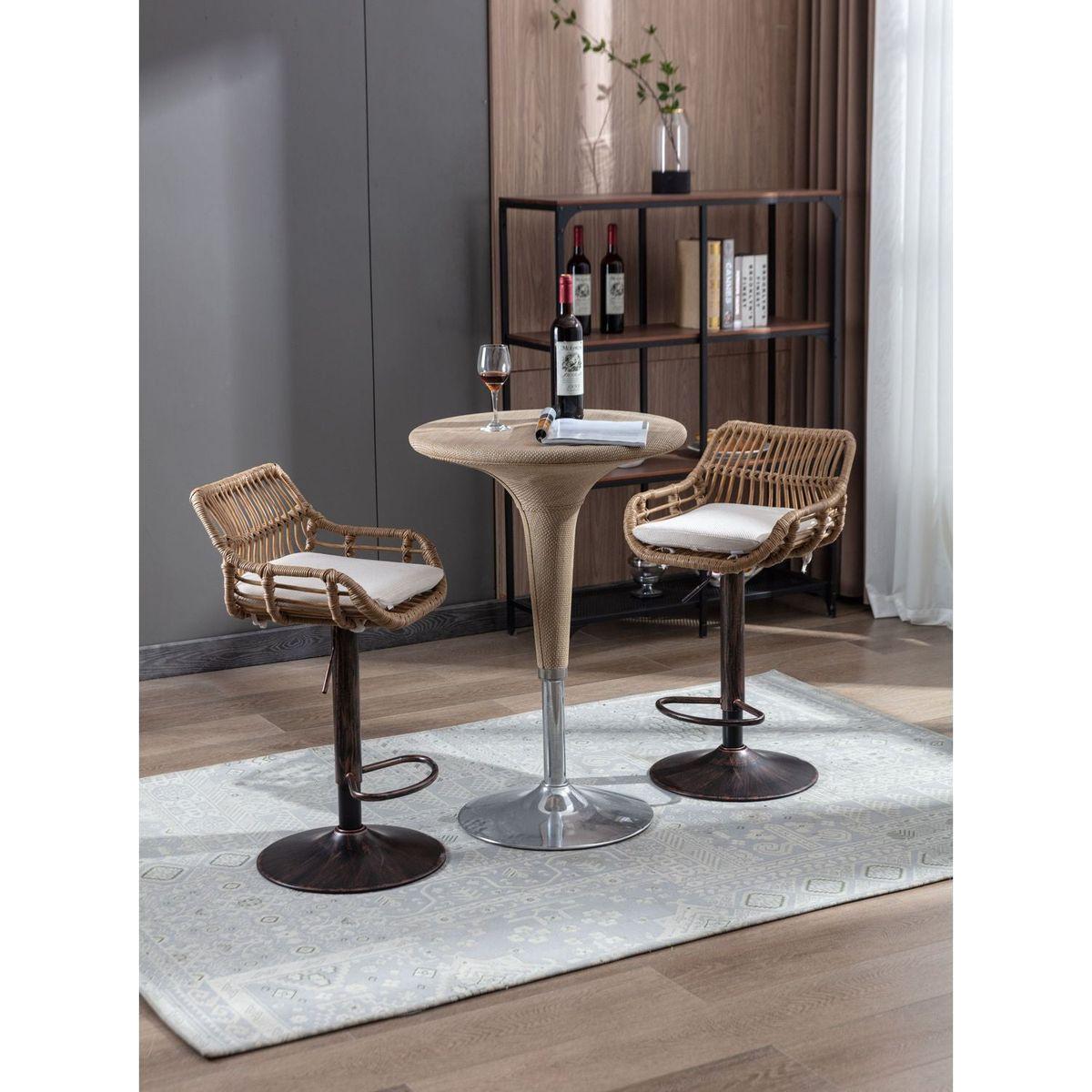 Swivel Bar Stools Set of 2 Adjustable Counter Height Chairs with Footrest for Kitchen, Dining Room 2PC/SET