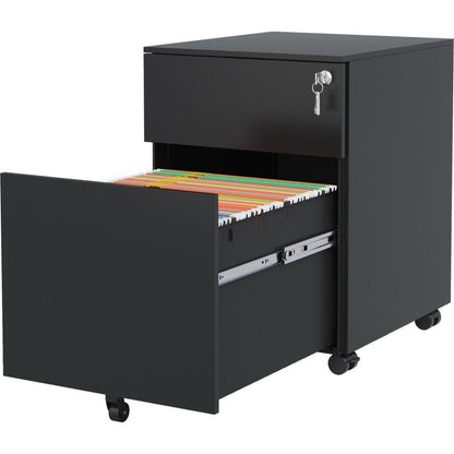2 Drawer Mobile File Cabinet with Lock Steel File Cabinet for Legal/Letter/A4/F4 Size, Fully Assembled Include Wheels, Home/ Office Design, Black