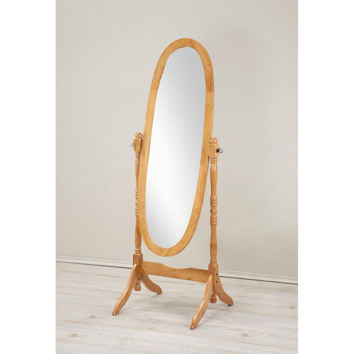 Traditional Queen Anna Style Wood Floor Cheval Mirror, Oak Finish - Streamdale Furniture